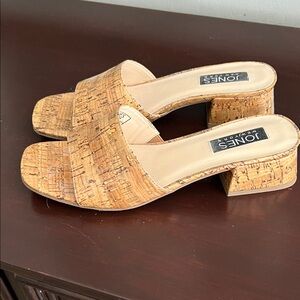 Jones New York Cork-Effect Slide Mules in Tan